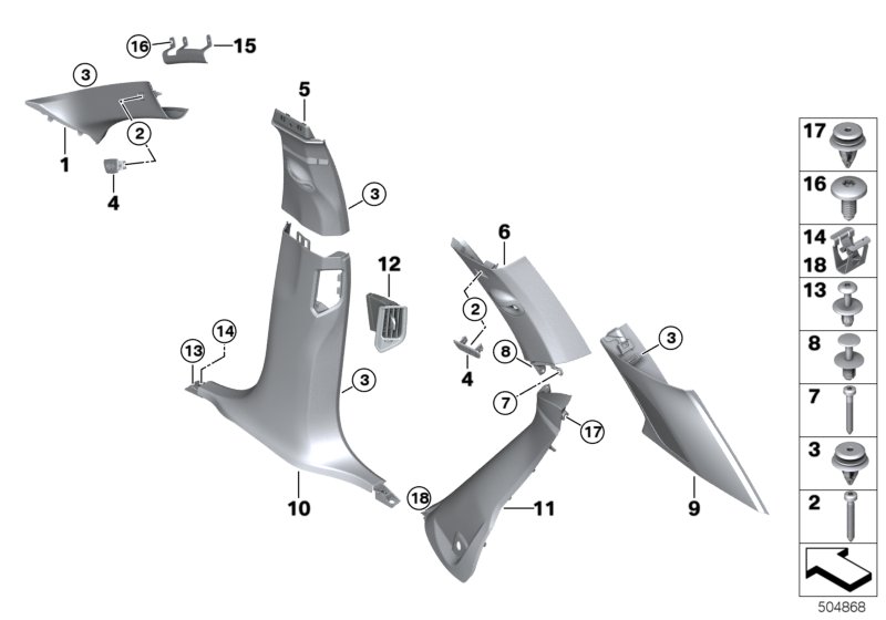 Genuine BMW 51437479084 G05 TriCover, C-Pillar, Right Upper ELFENBEINWEISS (Inc. X5) | ML Performance UK Car Parts