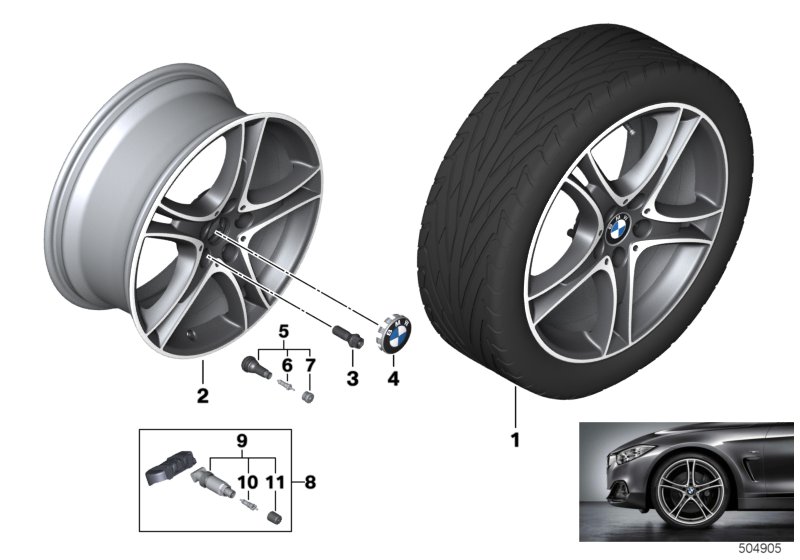 Genuine BMW 36116855092 F40 F45 F46 Gloss-Turned Light Alloy Rim 8JX18 ET:57 (Inc. 116d, 220dX & 225xe) | ML Performance UK Car Parts