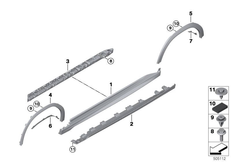 Genuine BMW 51778099202 G06 Door Sill Cover, Primed Right MSP (Inc. X6 40iX, X6 M50dX & X6 40i) | ML Performance UK Car Parts