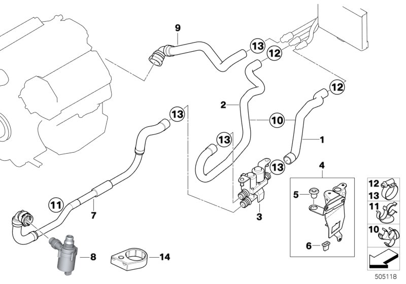 Genuine BMW 64216919107 E53 Hose F Additional Water Pump/Water Valve (Inc. X5 4.4i & X5 4.8is) | ML Performance UK Car Parts