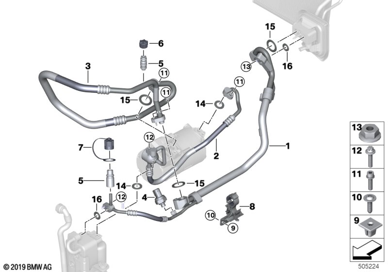 Genuine BMW 64539354538 G01 Refrigerant Line, Dual Line R1234YF (Inc. X3 30eX) | ML Performance UK Car Parts