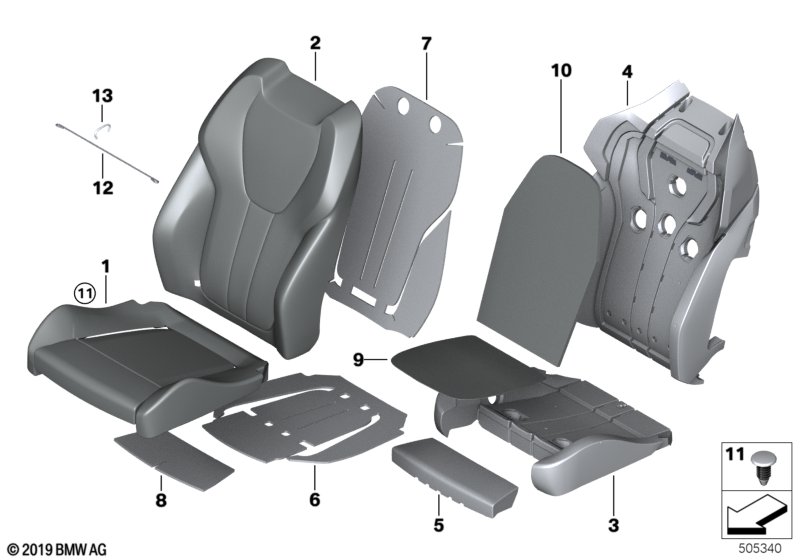 Genuine BMW 52108091564 G06 G05 G07 Leather Cover Sport Backrest Right ANTHRAZIT (Inc. X5 40i, X5 M50iX & X6 40i) | ML Performance UK Car Parts