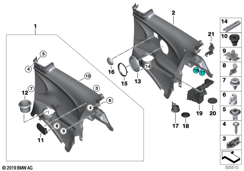 Genuine BMW 51437365719 F56 F56 Cover F Left Loudspeaker Tweeter CARBON BLACK (Inc. One D, One First & Cooper) | ML Performance UK Car Parts