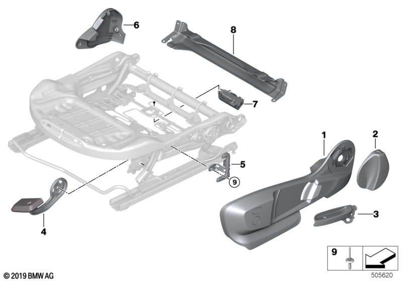 Genuine BMW 52107351921 F39 G29 F46 Trim, Seat Inner Left SCHWARZ (Inc. 116d, 120dX & 220d) | ML Performance UK Car Parts