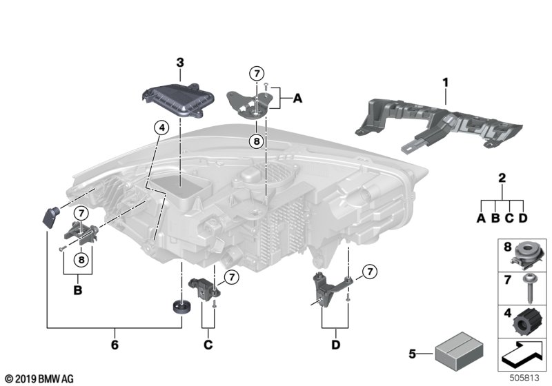 Genuine BMW 63119449606 F44 Bracket Headlight Right (Inc. 220d, M235iX & 218i) | ML Performance UK Car Parts