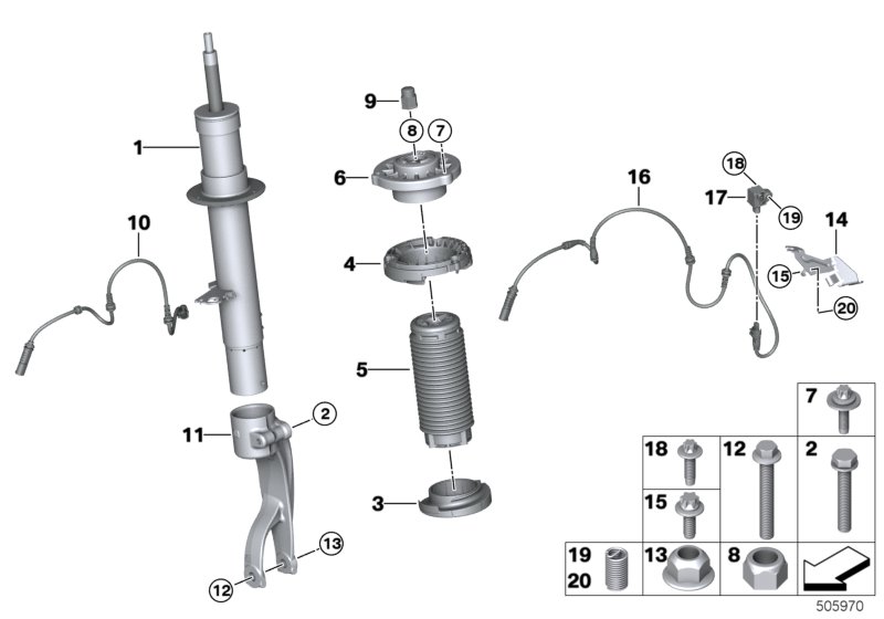 Genuine BMW 37106869022 G05 Spring Strut Front Right Vdc (Inc. X5) | ML Performance UK Car Parts