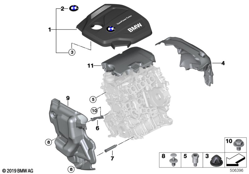 Genuine BMW 11148513138 F30 F23 F33 Acoustic Cover Rear (Inc. 520dX, X4 20dX & 220d) | ML Performance UK Car Parts