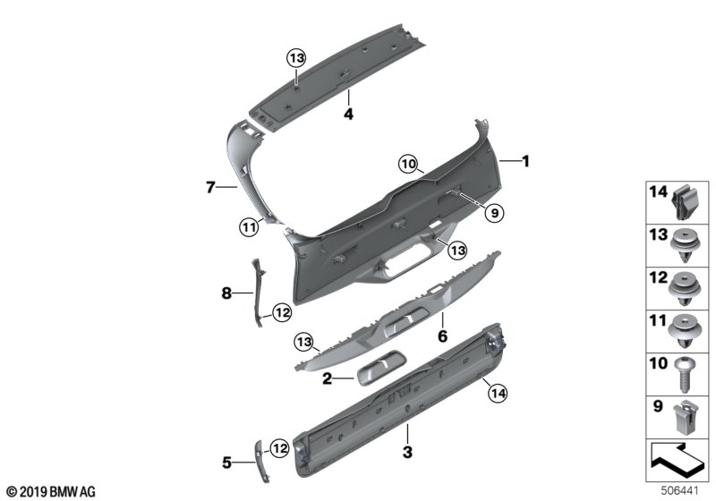 Genuine BMW 51497497548 G05 Trim Panel, Trunk Lid, Center MOKKA (Inc. X5) | ML Performance UK Car Parts