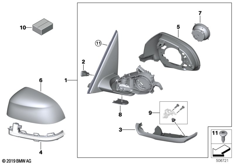 Genuine BMW 51169463291 G06 Exterior Mirror, No Lens, Heated, Left (Inc. X6) | ML Performance UK Car Parts