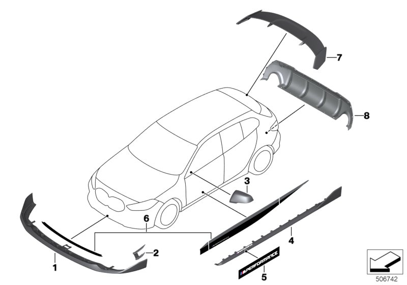 Genuine BMW 51112468204 F40 Aero Flick right M PERFORMANCE (Inc. 118d, 116d & 120dX) | ML Performance UK Car Parts