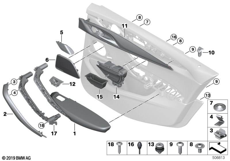 Genuine BMW 51417438548 G30 G31 Trim Cover, Pull Strap, Right ELFENBEINWEIS (Inc. 530iX, 530d & 520dX) | ML Performance UK Car Parts