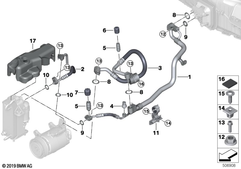 Genuine BMW 64539890099 G16 G30 G31 Suction Pipe Evaporator-Compressor R1234YF (Inc. 540iX, 740LiX & 630iX) | ML Performance US Car Parts