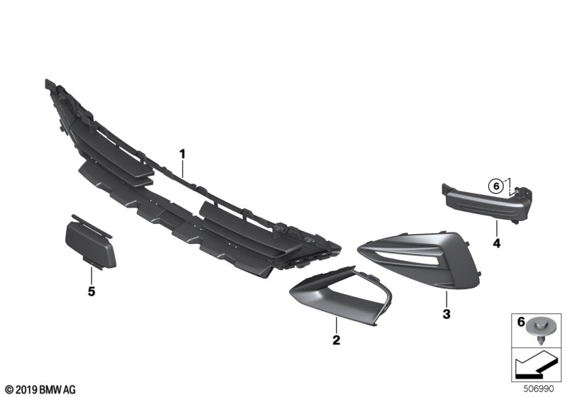 Genuine BMW 51117478674 F44 Grate Center Closed (Inc. 218i & 220d) | ML Performance UK Car Parts