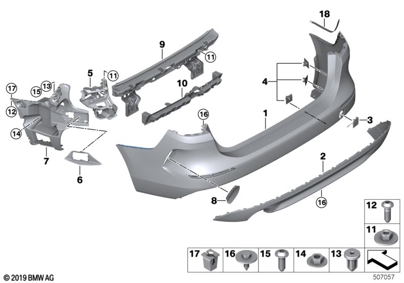 Genuine BMW 51127490939 F44 Cover, Bumper, Rear Left (Inc. 220d, 228iX & 218i) | ML Performance UK Car Parts