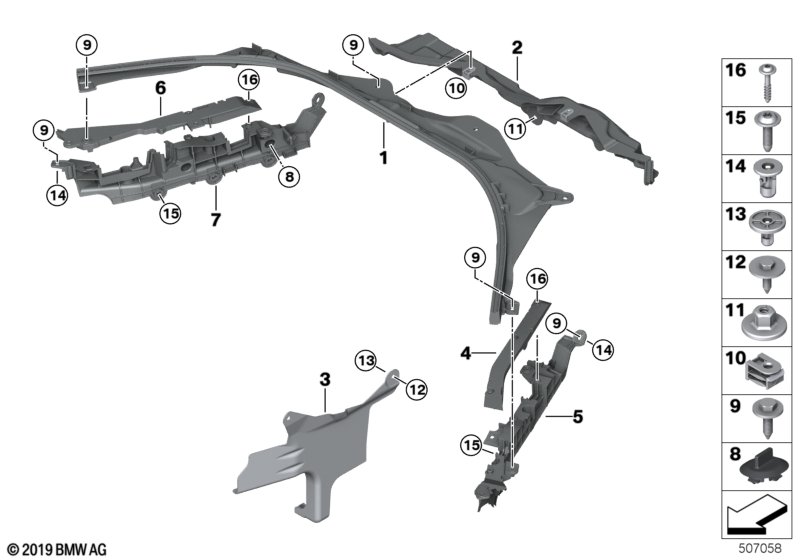 Genuine BMW 61136991225 G20 G21 Firewall, Upper Section, Left LHD (Inc. 330d, 320iX & 320i 1.6) | ML Performance UK Car Parts