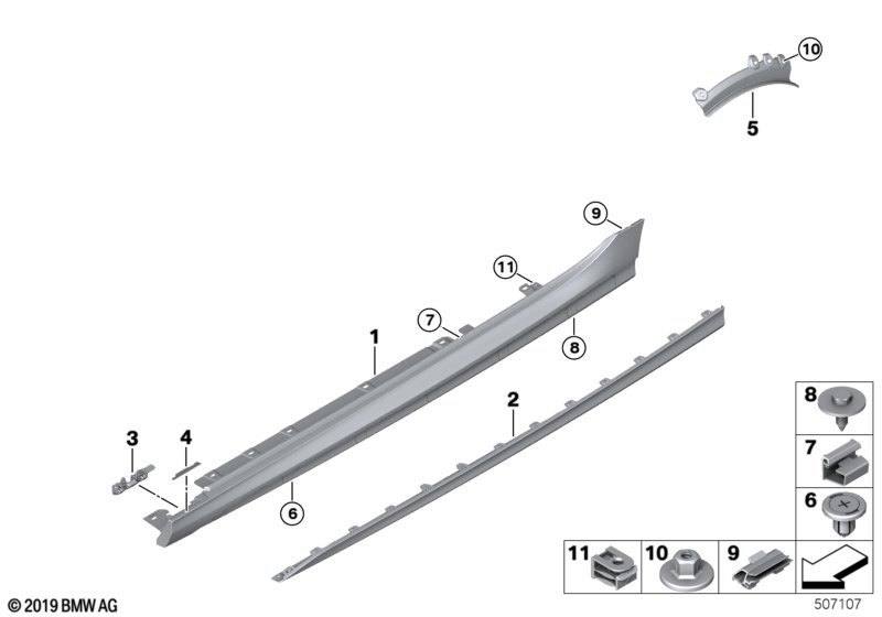 Genuine BMW 51778075470 F44 Right Door Sill Cover MSP (Inc. 218i, 228iX & 220d) | ML Performance UK Car Parts