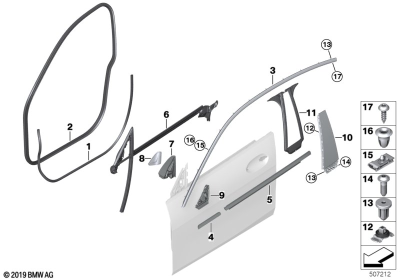 Genuine BMW 51337483153 F44 Window Frame Cover, Front Left Door ALU SATINIERT (Inc. M235iX, 218i & 220d) | ML Performance UK Car Parts