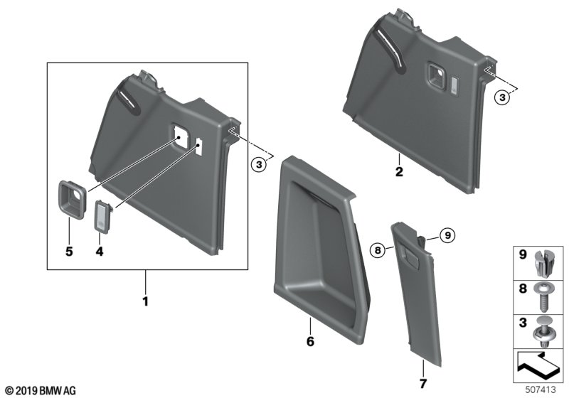 Genuine BMW 51476998054 G01 Right Trunk Trim PHEV SCHWARZ (Inc. X3 30eX) | ML Performance UK Car Parts