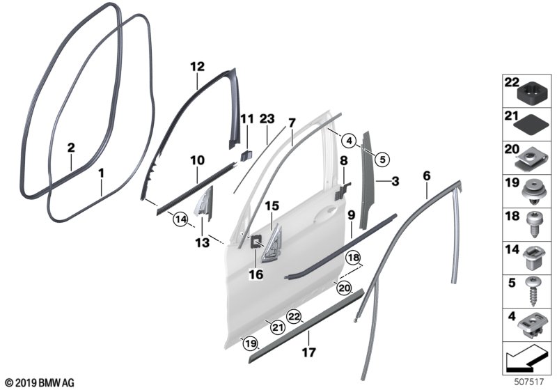 Genuine BMW 51337393417 G02 G01 Window Cavity Seal Front Door Left (Inc. X3 & X4 M40dX) | ML Performance UK Car Parts