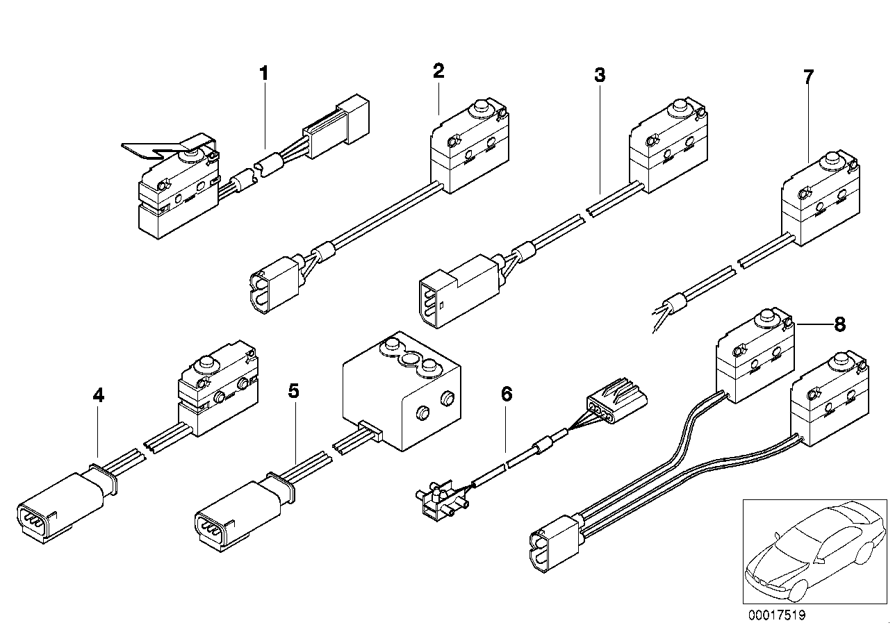 Genuine BMW 61318365953 E39 E38 Micro Switch Door Catch (Inc. 735i, 740d & M5) | ML Performance UK Car Parts