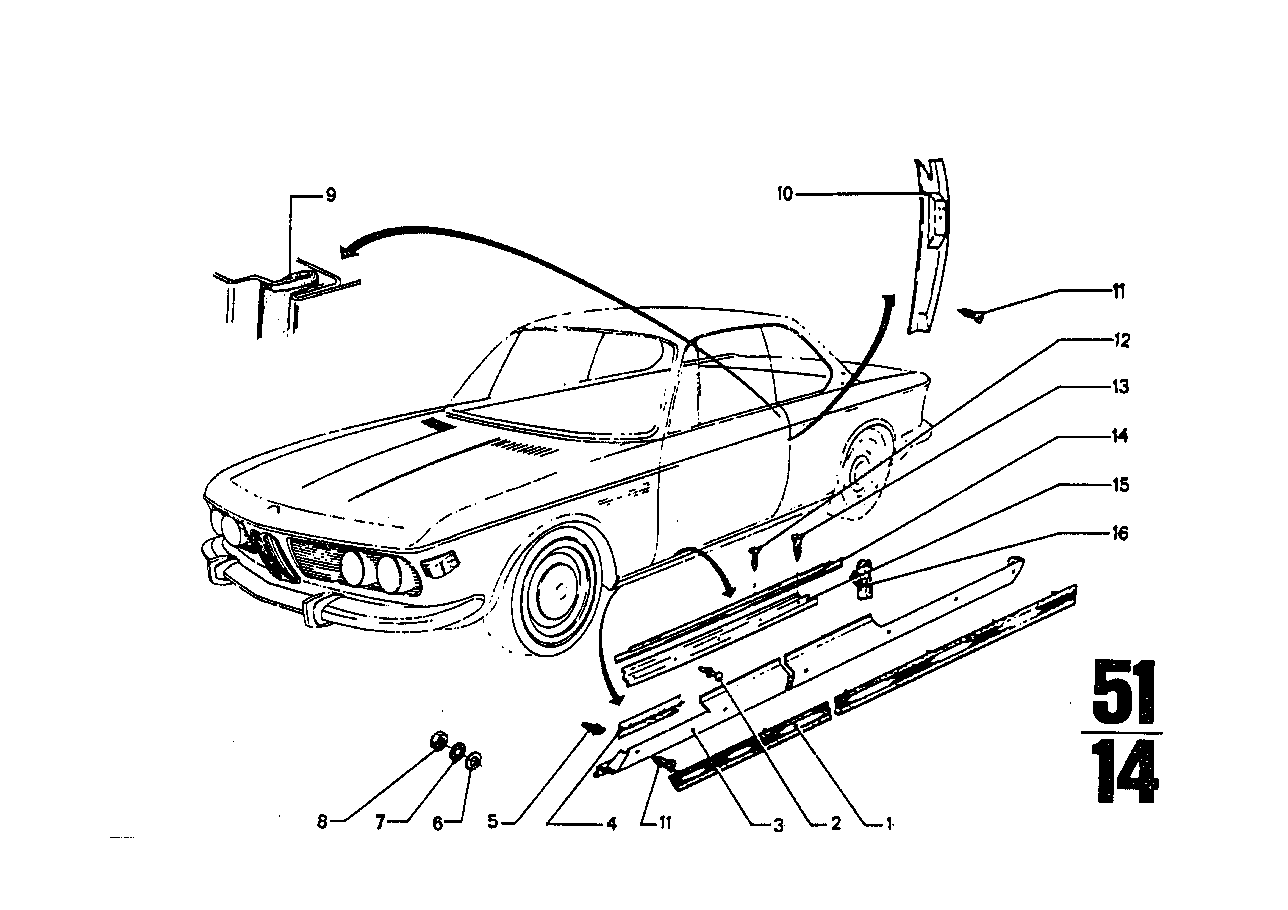 Genuine BMW 51131810552 Sill Strip Right (Inc. 3.0CSL, 3.0CSiL & 3.0CSi) | ML Performance UK Car Parts