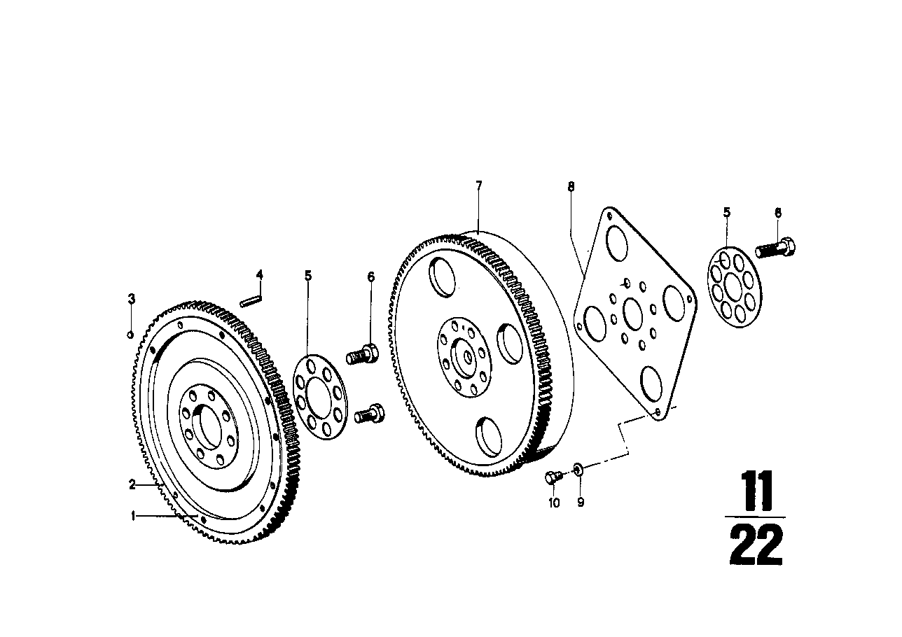 Genuine BMW 11221252206 E21 E12 Flywheel D= 228MM,8 LOCH (Inc. 2000tilux, 2000 & 2002ti) | ML Performance UK Car Parts