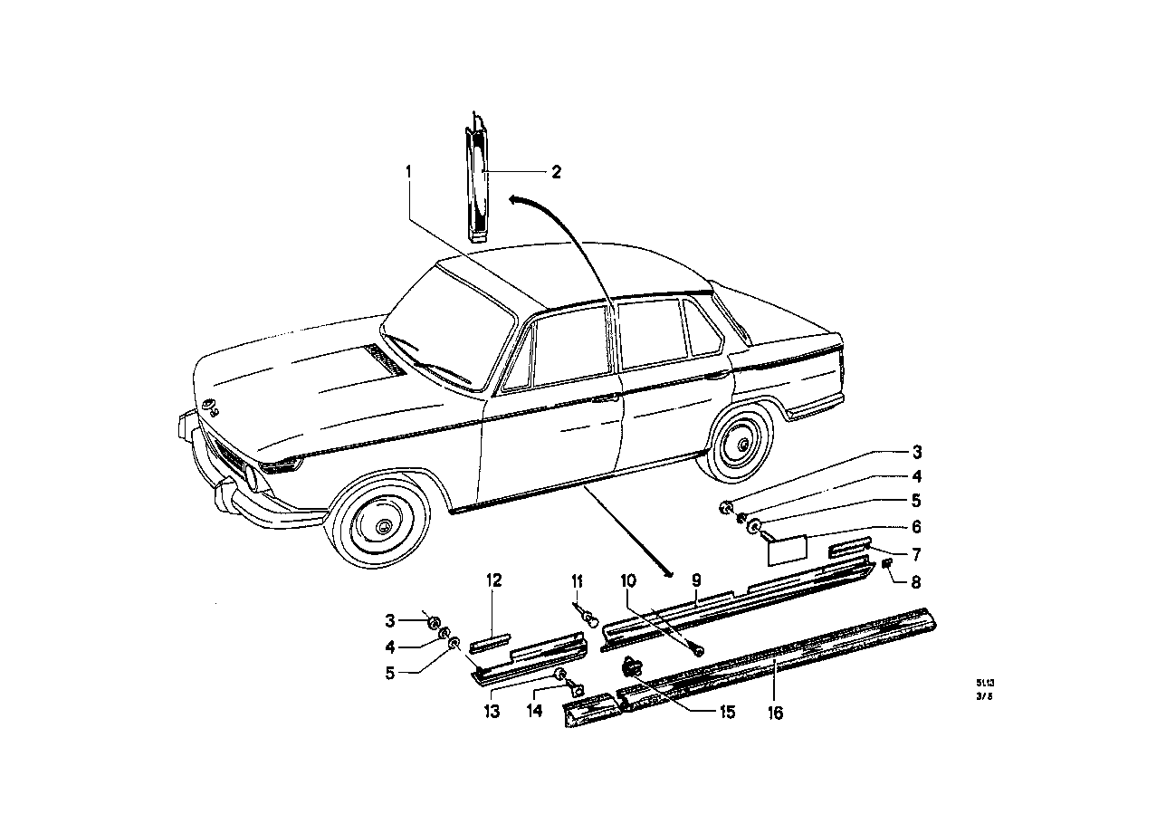 Genuine BMW 51131808841 E24 E12 E23 Clip (Inc. 745i) | ML Performance UK Car Parts