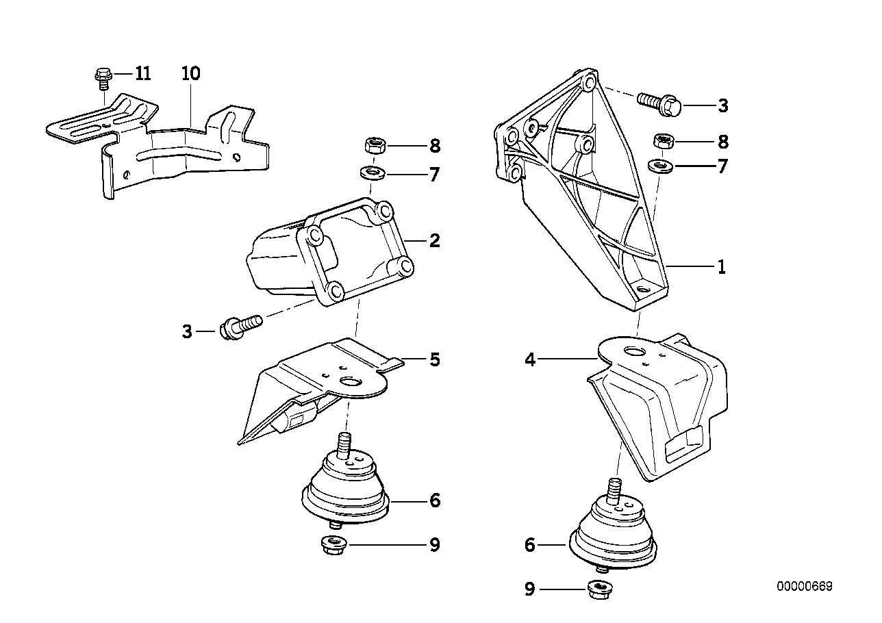 Genuine BMW 11811140042 E34 Supporting Bracket Right (Inc. 525ix) | ML Performance UK Car Parts