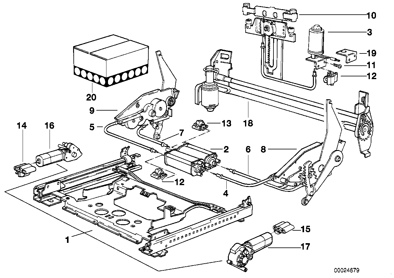 Genuine BMW 52101964168 E34 E32 Flex.Shaft Vertical Seat Adjuster Right RHW / L=418 (Inc. M5 3.8, 530i & 730iL) | ML Performance UK Car Parts