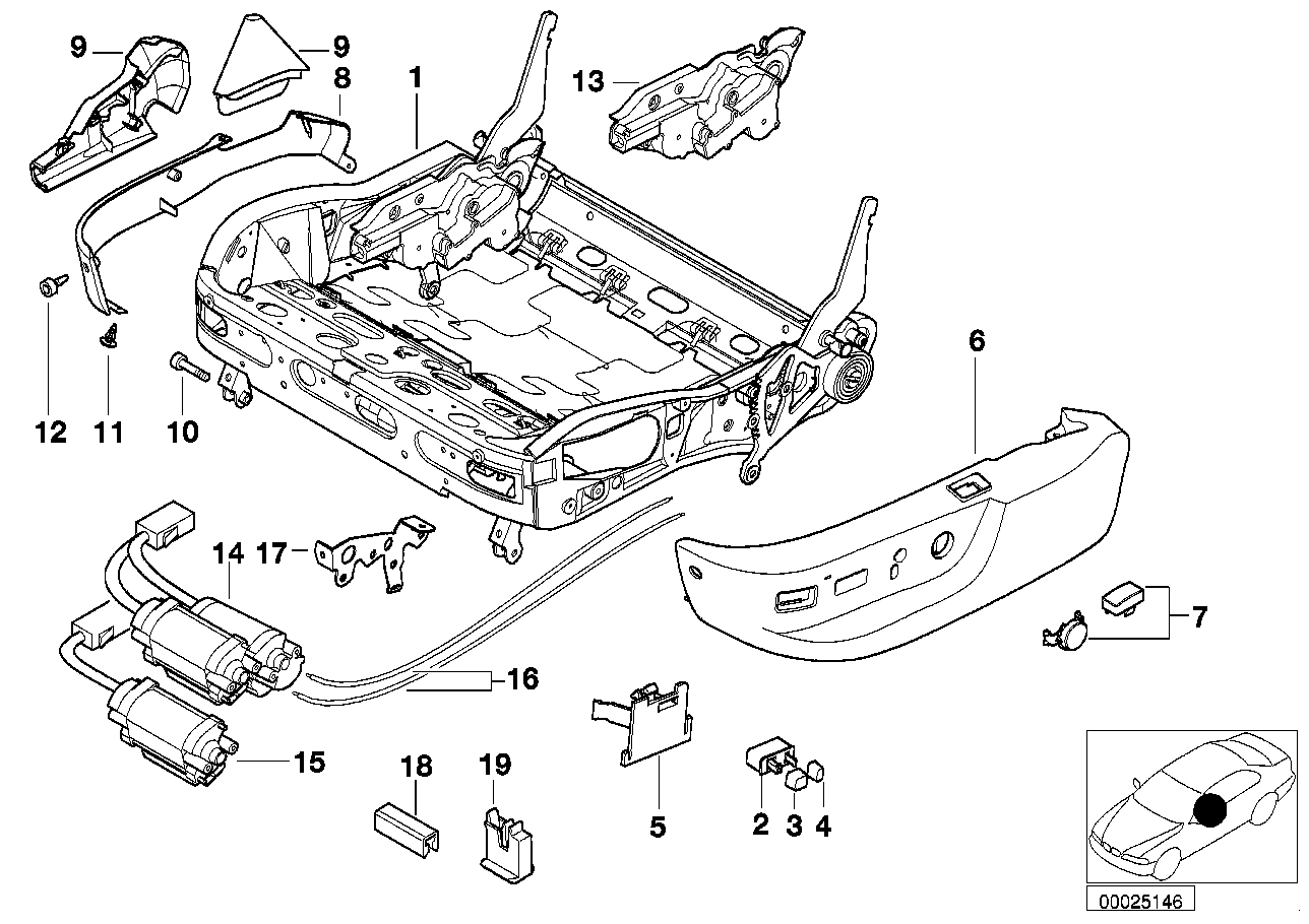 Genuine BMW 52108162328 E39 E38 Seat Frame (Inc. 540iP, 728iL & 740iLP) | ML Performance UK Car Parts