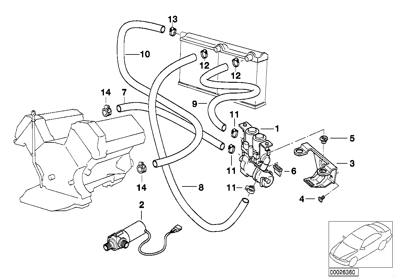 Genuine BMW 64218391122 E38 Hose F Water Valve And Left Radiator (Inc. 740d) | ML Performance UK Car Parts