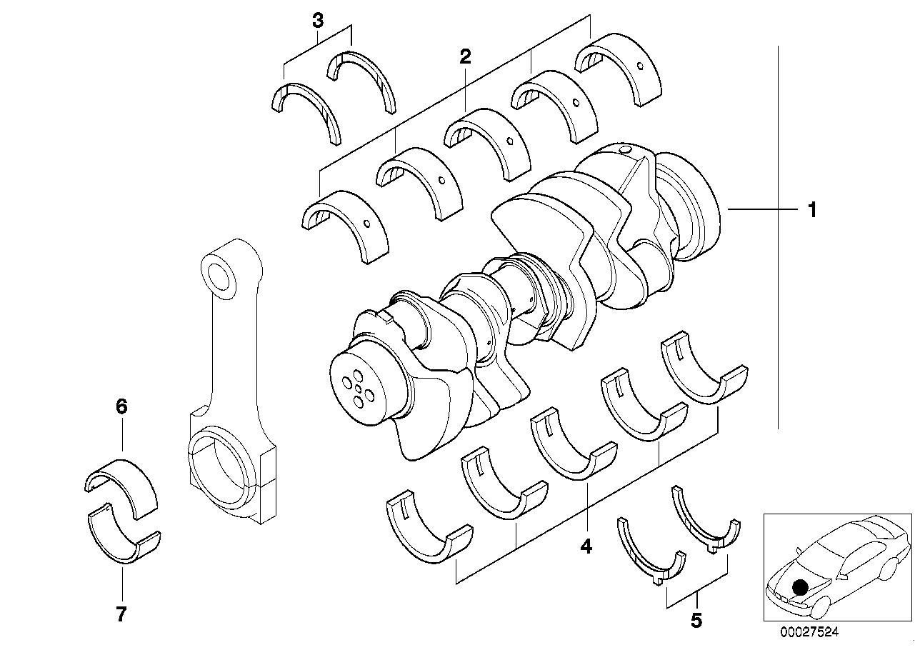 Genuine BMW 11210300284 E52 Crankshaft With Bearing Shells (Inc. ALPINA V8) | ML Performance UK Car Parts