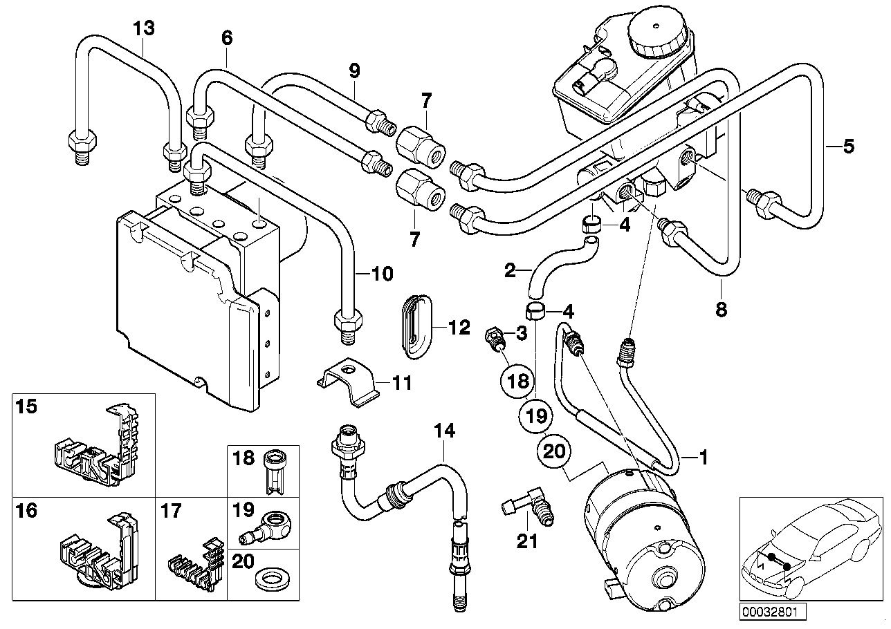 Genuine BMW 34301164313 E83 E52 Bracket, Brake Pipe, 5-Fold (Inc. 328Ci) | ML Performance UK Car Parts