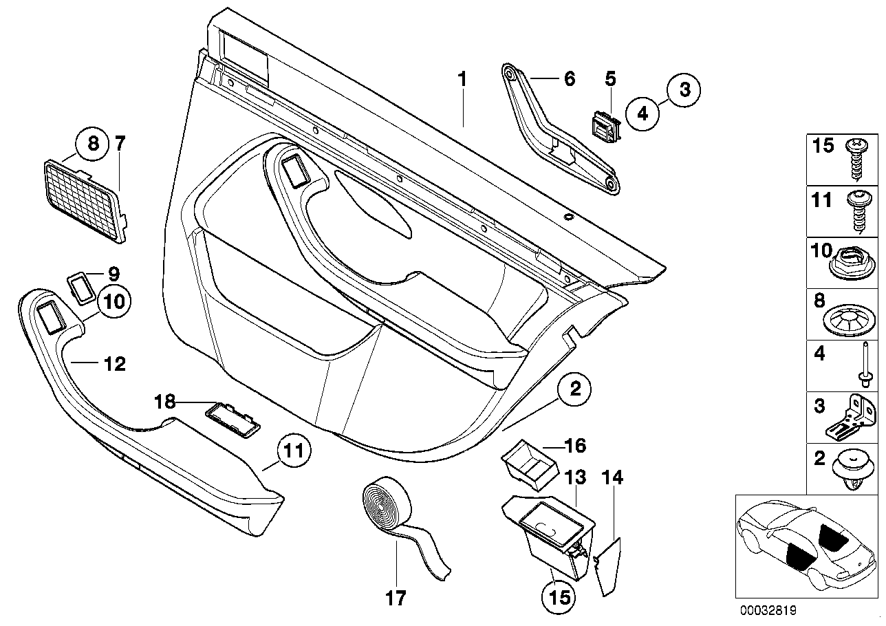 Genuine BMW 51168205188 E39 Right Rear Door Ashtray SCHWARZ (Inc. 535i, 528i & 525tds) | ML Performance UK Car Parts