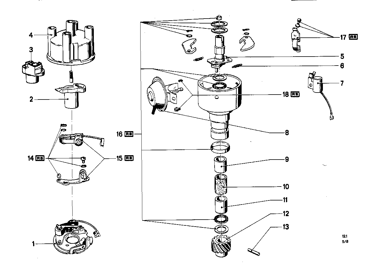 Genuine BMW 12118630239 E12 Repair Set Distributor-Shaft (Inc. 525, 2000tii & 2.8L) | ML Performance UK Car Parts